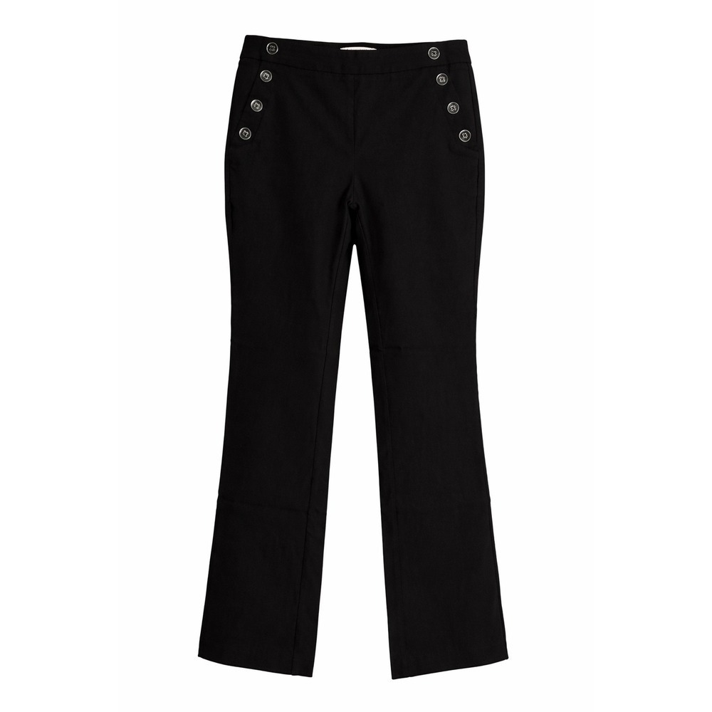 Nanette Lepore Bootcut Pants S NWT $78 Black Stretch Button Detail